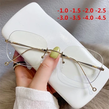 -1.0 1.5 2.0, hogy -4.5 Kész Rövidlátás Nők Férfiak Átlátszó Keret nélküli Szemüveg Receptem keret nélküli Rövidlátó Szemüveg