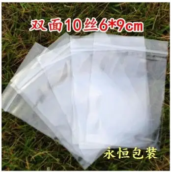 1. pe vastag wire10 6 * 9CM ziplock táska film 100 lezárt zsákok kis zsák, átlátszó műanyag zacskók