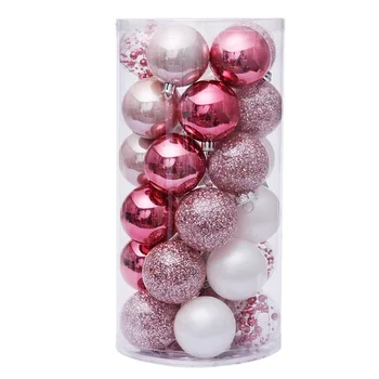 1 Állítsa 30db Adornos Navidad 2022 Natal Karácsonyi Labda Szett 6cm Rózsaszín Műanyag Kerek Labdákat, karácsonyfa Díszítés