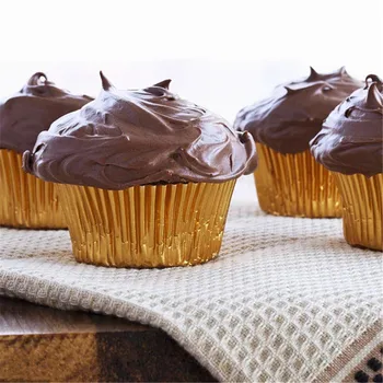 100-as Alumínium Megvastagodott Fólia Csésze Cupcake Aljzat Mini Torta, Muffin Formákat Sütés Papír Penész