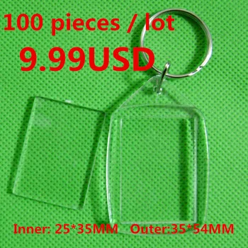 100-as Üres Akril Fotó Keychains Kép Beszúrása & Logó Keyrings bőröndcímke