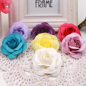 10db magas minőségű mesterséges virágos selyem rózsa kézzel készített virág fejét esküvői dekoráció DIY koszorú kalap, ruha klip tartozékok