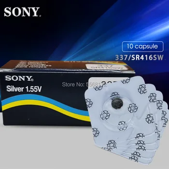 10db Sony 337 SR416SW gombelemek 1.55 V érme Ezüst-Oxid elem LR416 623 D337 V337 SP337 Egyetlen gabona csomagolás