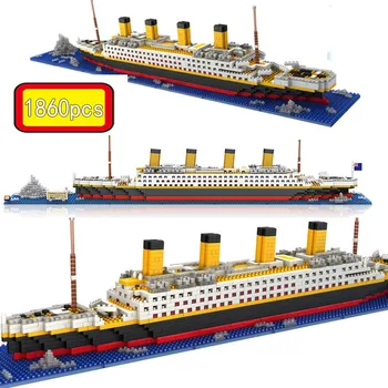 1860 db Titanic Óceánjáró Hajó Modell Össze Gyémánt DIY építőkövei Modell Klasszikus Tégla Játékok Ajándék Gyerekeknek