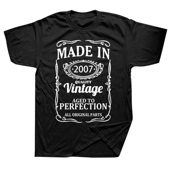 2007-Ben készült Póló Születésnapi Ajándékok Férfiaknak Vintage Limited Edition Grafikus Fekete póló Klasszikus Túlméretezett Rövid Ujjú