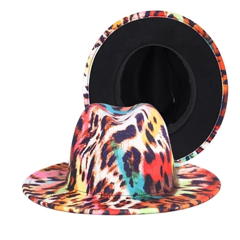 2021 új nyomtatott tie-dye fedora kalap női széles karimájú színváltó gyapjú kalap őszi-téli férfi retro panama kalap