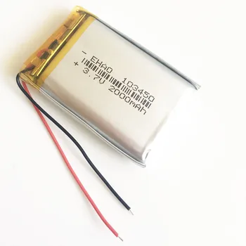 3.7 V-os 2000mAh lipo polimer li lítium-ion újratölthető akkumulátor 103450 MP3 GPS navigator DVD felvevő headset e-book fényképezőgép