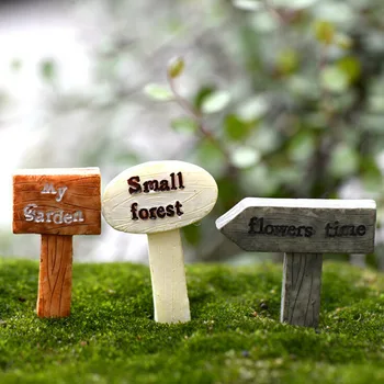 3Pcs Gyanta cégtábla bonsai Figurák Micro Táj Kézműves jelzőtábla miniatúrák tündér kert moha, terrárium berendezés