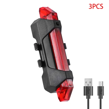 3pcs Hordozható Kerékpár Lámpa Vízálló Újratölthető LED-es hátsó Lámpa USB Hátsó Lámpa Biztonsági Figyelmeztetés Kerékpár Flash hátsó Lámpa