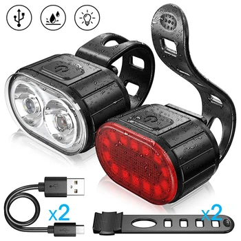 4 Mód kerékpár fény 350mAh USB MTB Kerékpár Út Fényszóró 6 Módok Újratölthető Kerékpáros Lámpa LED Kerékpár Első Lámpa Fej Lámpa