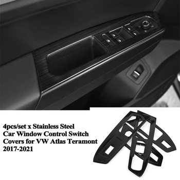 4db/készlet Kocsi ablakán Vezérlő Kapcsoló Panel Fedél Dekoráció Trim Matrica Tartozékok VW Volkswagen Atlas Teramont 2017-2021