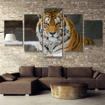 5 Panel Állat A Tigris-Vászon Festmény Cuadros Dekorációs Plakát, Nyomatok Moduláris Wall Art Kép A Nappali Keretben