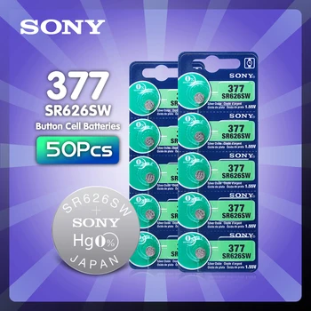 50Pcs Sony 377 Akkumulátor AG4 LR626 377A sr626sw 1.55 V 626 Gomb, gombelem Ezüst-Oxid Nézni Akkumulátorok Óra