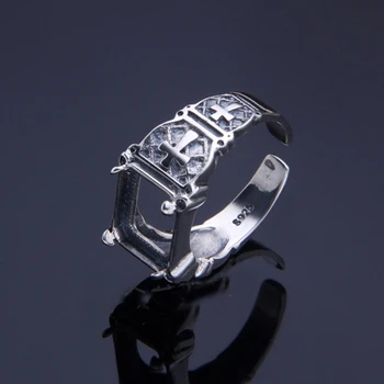 8*10mm 925 Sterling Ezüst Félig Mount Bázisok Üres bázis üres Pad Vintage Gyűrű Gyűrű Beállítása ékszerek férfiak nők DIY Ékszerek