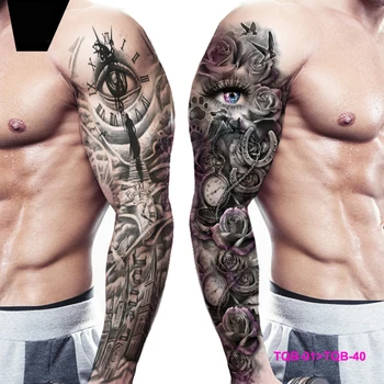 A férfiak, nők, Vízálló Ideiglenes Tetoválás Matrica Totem Geometriai Teljes Kar Nagy Méretű Hüvely Tetoválás Hamis tatto flash tetoválás