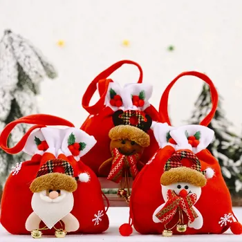 A Karácsony A Gyerekek Édességet Táskák Pamut Aranyos Mikulás, Hóember Karácsonyi Ajándék Táska Húzózsinórral Ajándék Táska Lakberendezés Apple Édesség Csomagolás