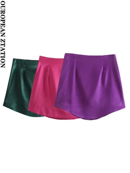 A nők 2021 za divat soft touch mini szoknya vintage magas derék, oldalt cipzáras női szoknyák mujer