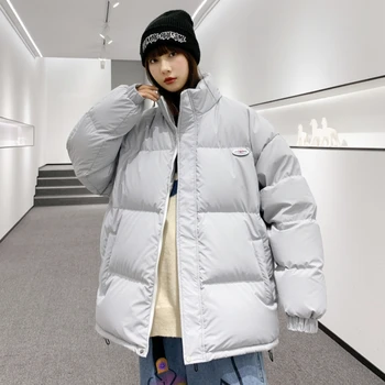 A Nők Hip-Hop Pufi Kabát Téli Ifjúsági Állni Gallér Túlméretes Meleg, Bélelt Kabát Outwear Koreai Stílus Női Gömb Utcai Kabát