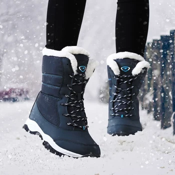 A nők hó csizma 2021 téli boka csizma női platform téli cipő csúszásgátló vízhatlan, vastag szőrme 35-42 méret