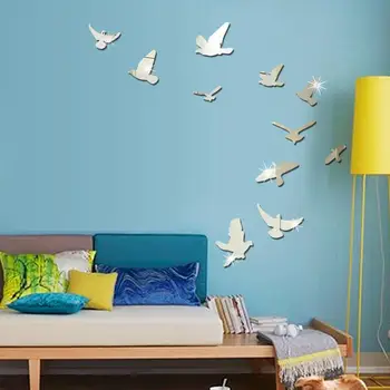 Akril tükör repülő madár, galamb, fali matrica a nappali hálószoba kreatív tükör matrica