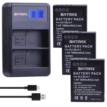 Batmax 3Pcs 1800mAh BLH-1 BLH1 Kamera Akkumulátorok Accu + LCD Kettős USB Töltő Olympus Akkumulátor EM1 MARK II EM1-2 EM1 Márk 2