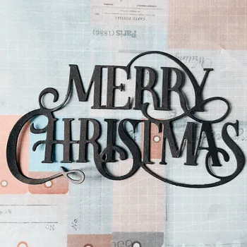 boldog karácsonyt szó angol dekoráció fémforgácsolási Meghal DIY Scrapbook Papír Kártyák Dombornyomás Kézműves Meghalni Vágott kézzel készített kézműves