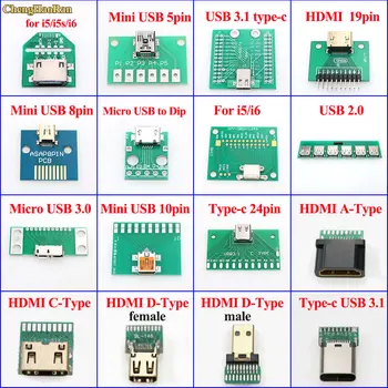 ChengHaoRan iPhone 5 5 6 Mini Micro USB Adapter DIP PCB Vizsgálati Testület USB 2.0 3.0 3.1/C-Típusú/HDMI Női Csatlakozó Aljzat
