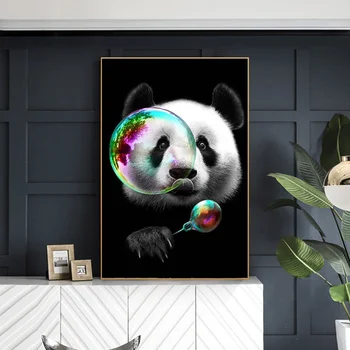 Cuki Panda, Színes Buborék Vászon Művészet, Poszterek, Nyomatok, A Wall Art Rajzfilm Képek Gyermekek Szoba Fali Dekoráció