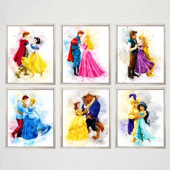Disney Északi Rajzfilm Hercegnő Vászon Art Festmények Moduláris Poszter Nyomtatás Wall Art Kép Lány Szoba Cuadros Otthoni Dekoráció