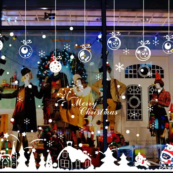 DIY Mikulás Karácsony város Matricák kirakat Üveg Dekoráció Karácsonyi Dekoráció Az Otthoni Fesztivál Matricák