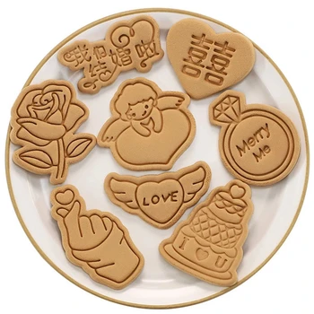 Esküvő Valentin Rajzfilm Cookie Cutter Penész Keksz DIY Penész angyal Szív torta rózsa Alakú Vágó Sütés Eszközök