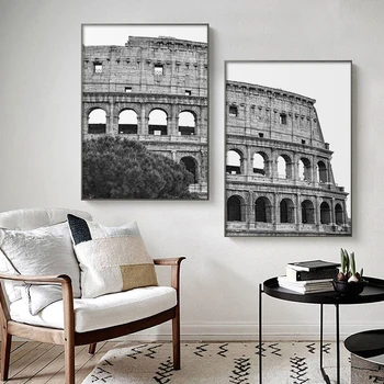 Fekete, Fehér, Olaszország Colosseum Vászon Festmény Plakátok Római Műemlék Colosseo Klasszikus Wall Art Kép, Nappali Dekor