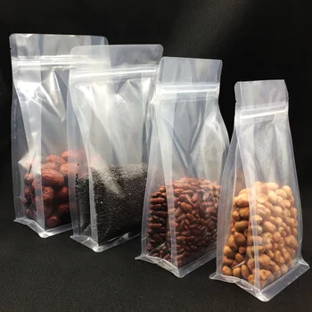 Ferimo 100 Dió nyolc oldalas zárt zsák, műanyag, átlátszó önrögzítő szárított gyümölcs élelmiszer-csomagolás zsák lezárt candy táska