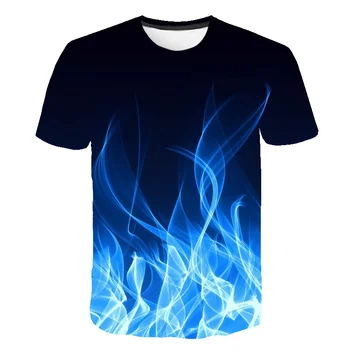 Gyermek Ruházat Kék Lángoló tshirt Fiúk 3d Nyomtatás póló, Gyerek Alkalmi Felső Anime Camiseta Streatwear Rövid Ujjú gyerek Tshirt