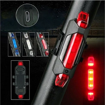 Hordozható Bike Kerékpár lámpa Újratölthető LED-es hátsó Lámpa USB-Hátsó Farok Biztonsági Figyelmeztetés Kerékpározás fény villogó Fény Lámpa