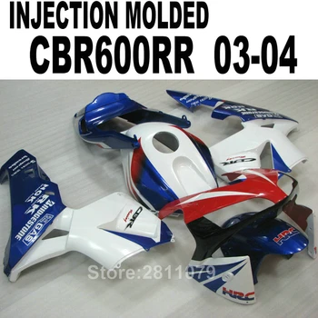 Injekció motorkerékpár spoiler készlet Honda CBR600RR 03 04 fehér, kék, fekete burkolat, meghatározott CBR600RR 2003 2004 AT32