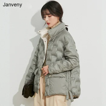 Janveny Téli 90% Fehér Kacsa Kabát Női Ultra Könnyű, Rövid Túlméretes Kabát Vintage Meleg Női Puffer Toll Zubbonyok