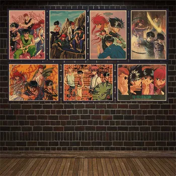 Japán Anime YuYu Hakusho Vintage Tiszta Kép Nátronpapír Plakátok Nappali Haza, Bár, Klub Wall Art Dekoráció