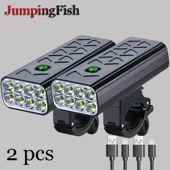 JumpingFish 5000LM Kerékpár Lámpa Erős 8*LED Kerékpár Lámpa 10000mAh USB Újratölthető, mint a Power Bank Első-Hátsó Világítás Szett