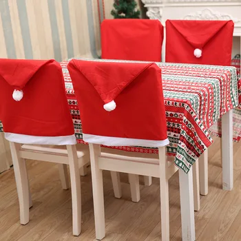 karácsonyi szék takaró Piros Mikulás Sapka Szék hátlap Táblázat Fél Decor Új Év navidad 2020 decoraciones para el hogar