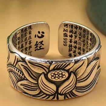 Klasszikus Unisex Kínai Buddha Egyetlen Átméretezhető Mérete Rozsdamentes Gyűrű, Férfi Lotus Szórakoztató Férfi Wicca Gyűrűk Női Elegáns Gyűrű 2021