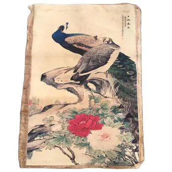 Kínai Régi Tekercs Liu Kuiling -Virág Virágzó, Vagyon-Festmény Rizspapír Festmény Szelet