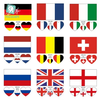 Legújabb Európa zászló arcát matrica Németország Franciaország Olaszország Belgium, Anglia, Skócia, Hollandia Svédország nemzeti zászló ideiglenes tetoválás