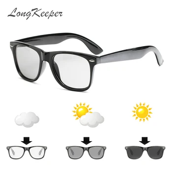 LongKeeper Férfiak Tér Photochromic Női Napszemüveg Polarizált Kaméleon napszemüvegek Fekete Egyértelmű Vezetői Gafas de sol
