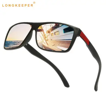 LongKeeper TR90 Polarizált Napszemüveg Férfiak Nők Vintage Téglalap napszemüvegek Anti-UV Vezetés Védőszemüveg Tükör Oculos masculino