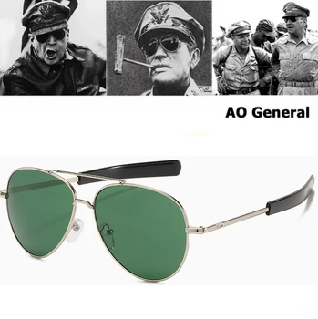 Luxus Hadsereg KATONAI MacArthur Légiközlekedési AO Általános Napszemüveg Optikai Üveg Lencse Férfi napszemüvegek Oculos De Sol