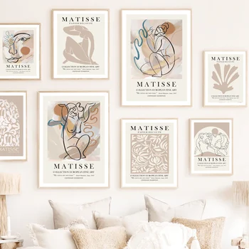Matisse Kivágott Vonal Kiállítás, Galéria Wall Art Vászon Festmény Északi Poszterek, Nyomatok, Fali Képek, Nappali Dekor