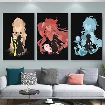 Modern Genshin Hatása a Játékot Anime Poszterek Kép Vászon Festmény, Nyomatok Cuadros Art Dekoráció, Freskók Haza Szoba Fali Dekoráció