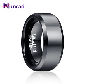 NUNCAD 4 mm 6 mm 8 mm-es Csiszolt Fekete Színű Wolfram Steel Wolfram Gyűrű Acél Gyűrű, Férfi Eljegyzési Ékszert
