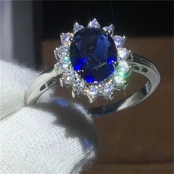 Női Luxus Ovális Kék Kristály Cirkon Gyűrűk Női Divat, Ékszerek, Ígérem, CZ Kő Eljegyzési Gyűrűk